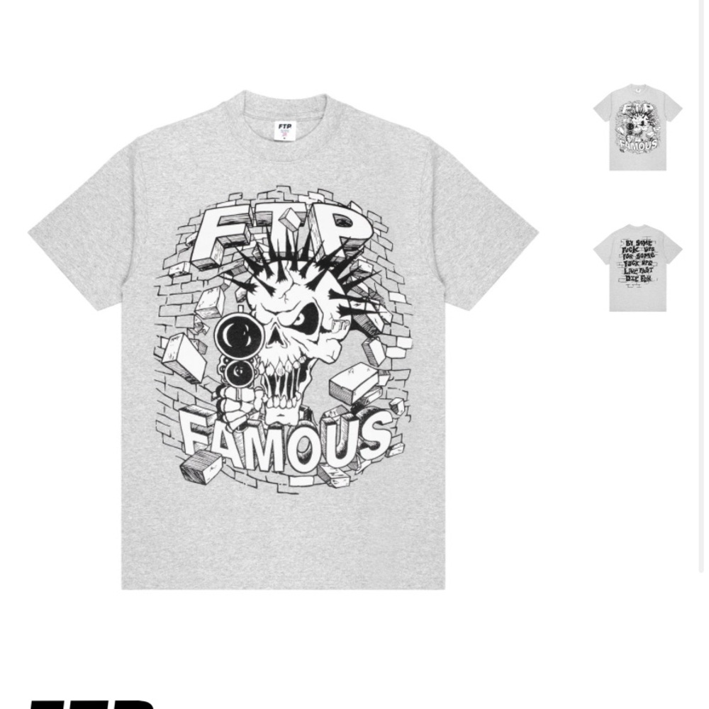 FTP x Famous Grey Skull Tee size XXL NEW!